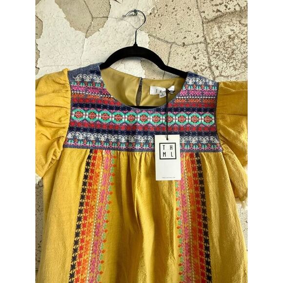 THML Yellow Mini Dress NWT Women’s Small 100% Cotton - Picture 3 of 5